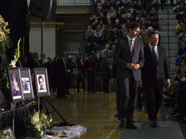 Justin Trudeau, the prime minister of Canada, at a vigil for victims of the Iran plane disaster