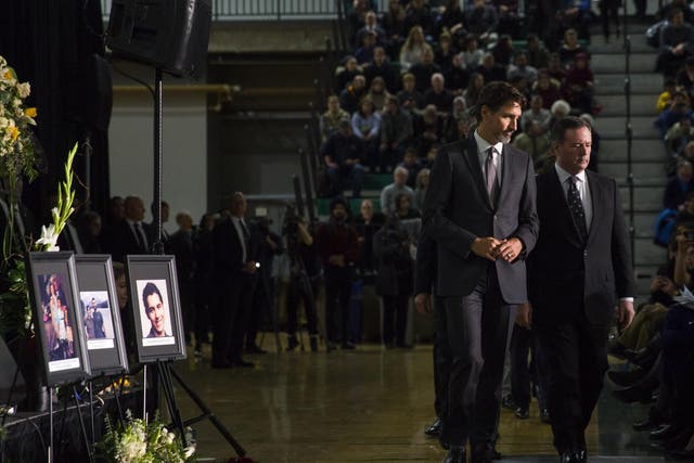 Justin Trudeau, the prime minister of Canada, at a vigil for victims of the Iran plane disaster