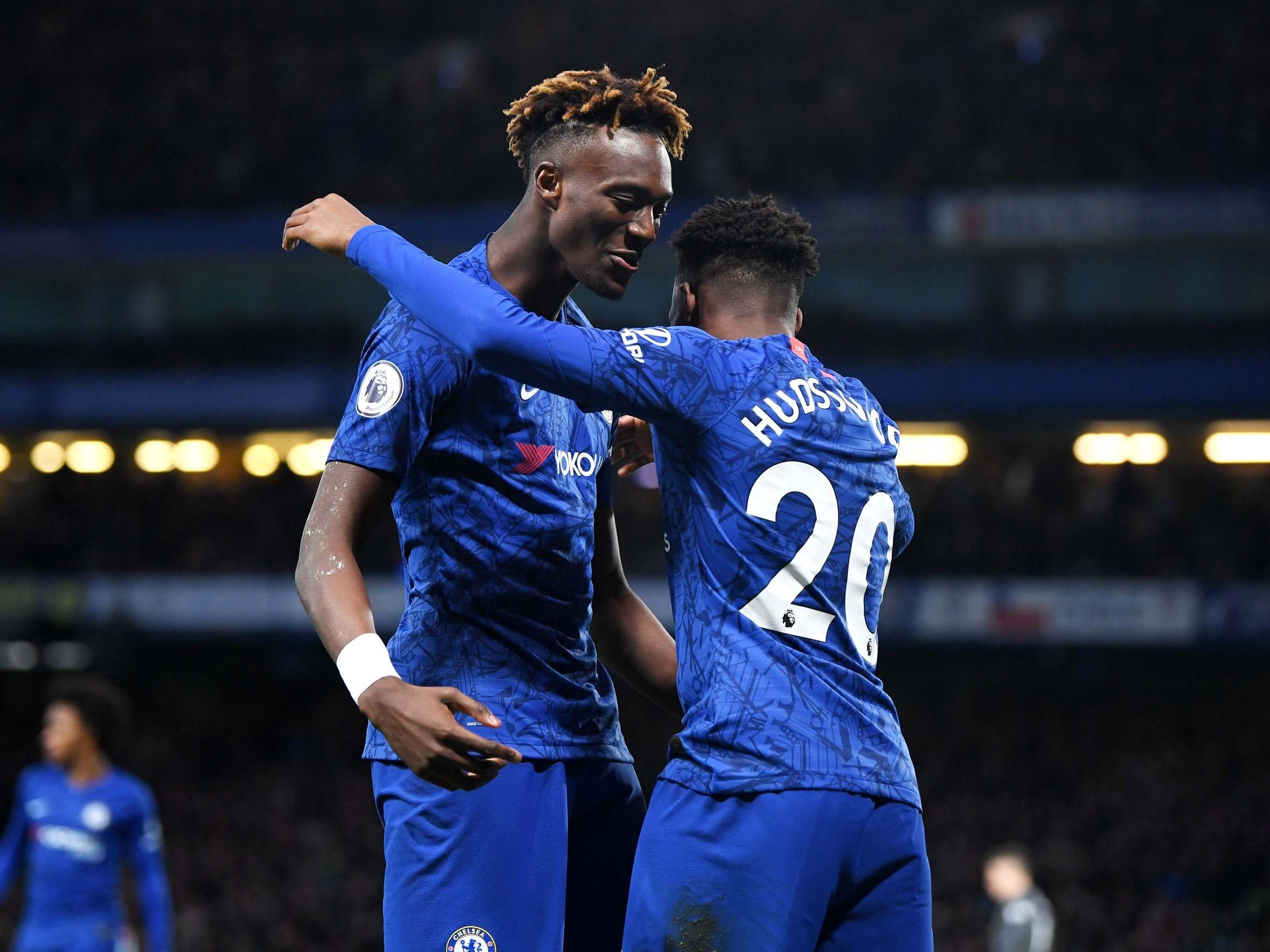 Tammy Abraham celebrates after scoring his 13th goal of the season