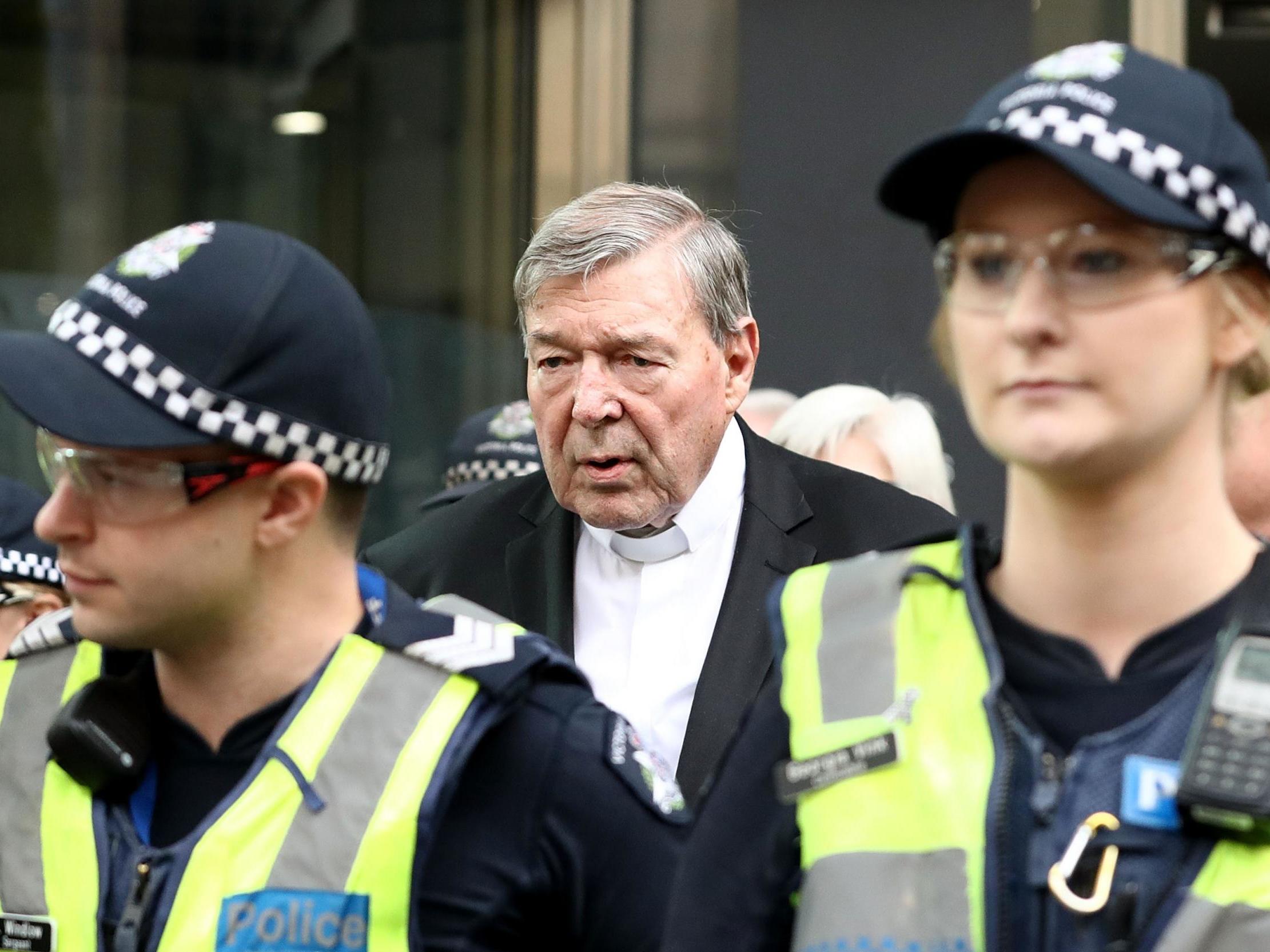 Related image: Cardinal George Pell leaves Melbourne Magistrates' Court on May 2 2018