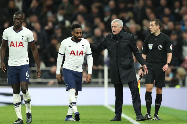 Jose Mourinho consoles Danny Rose after defeat against Liverpool
