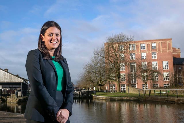 Lisa Nandy launches her campaign for the Labour leadership next to the Leeds and Liverpool Canal in Wigan on 4 January 2020