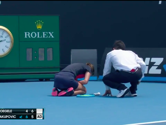 Slovenian player Dalila Jakupovic collapsed in a coughing fit due to the poor air from the Australian bushfires