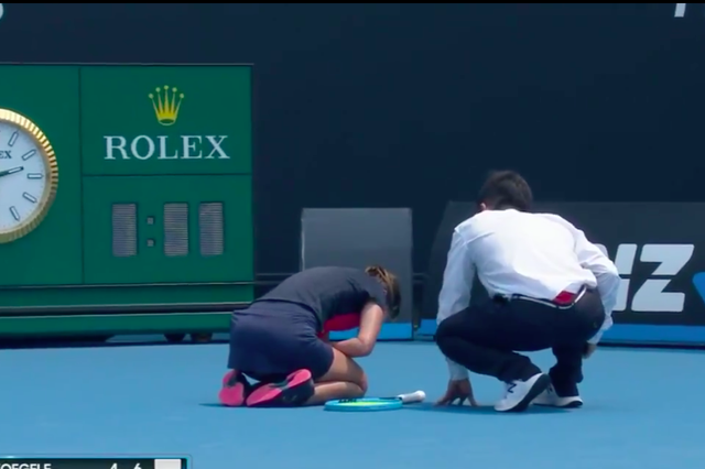 Slovenian player Dalila Jakupovic collapsed in a coughing fit due to the poor air from the Australian bushfires