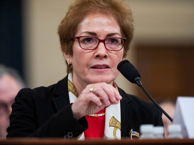 Former US Ambassador to Ukraine Marie Yovanovitch arrives to testify during an impeachment inquiry hearing