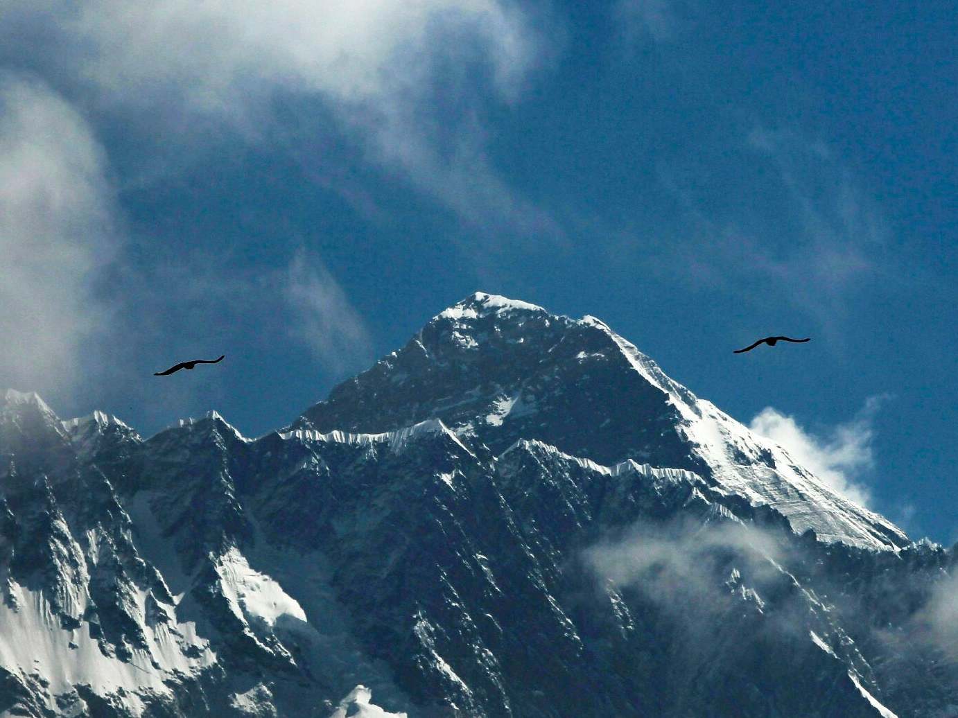 Mount Everest is seen from Namche Bajar, Solukhumbu district, Nepal