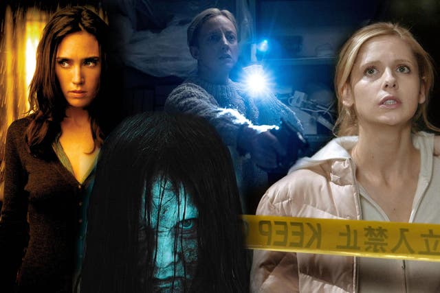 Buffy, cat sounds and very bad hair: (from left) Jennifer Connelly in ‘Dark Water’, Daveigh Chase in ‘The Ring’, Andrea Riseborough in ‘The Grudge’ (2020) and Sarah Michelle Gellar in ‘The Grudge’ (2004)