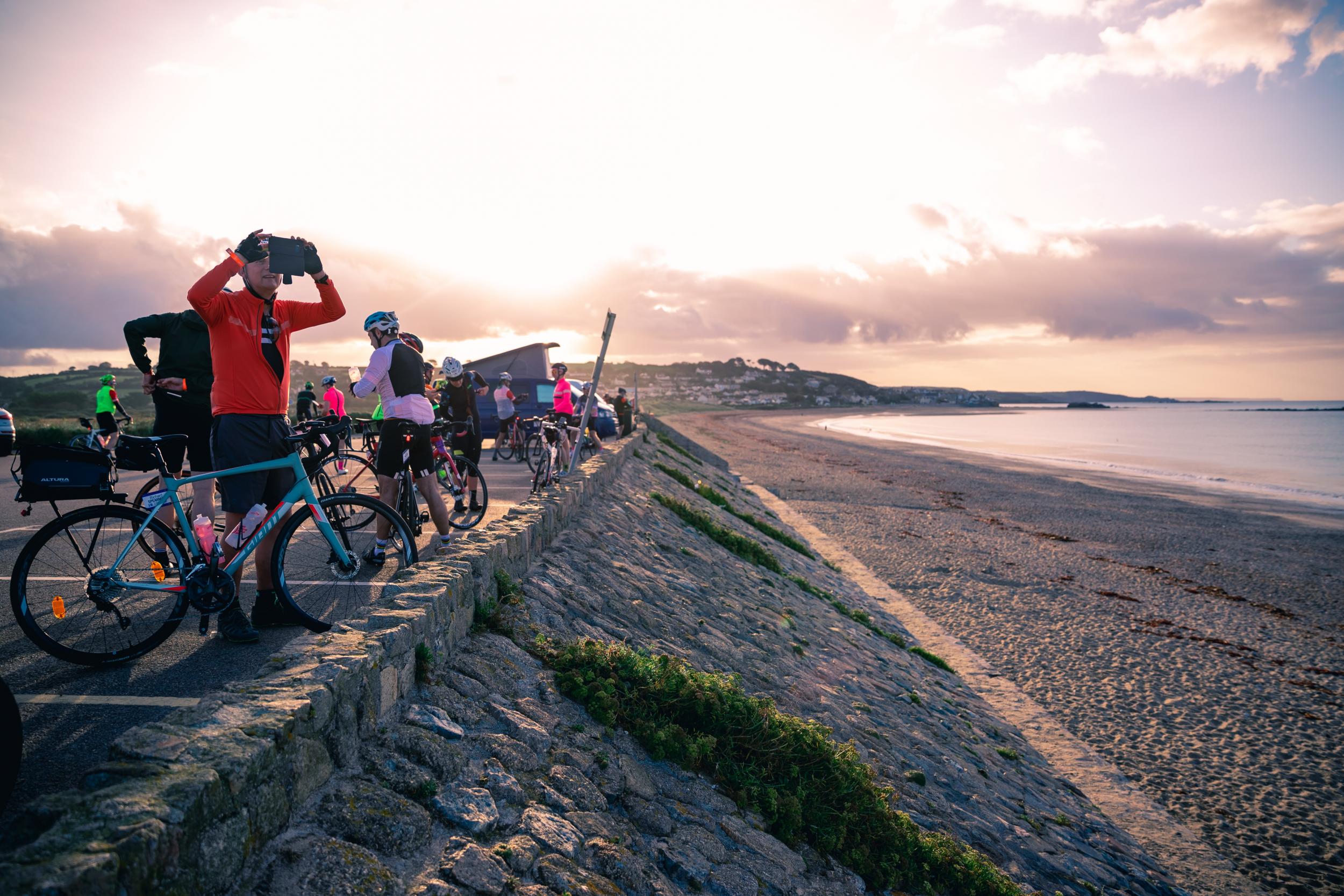 Riders cycle until sunset