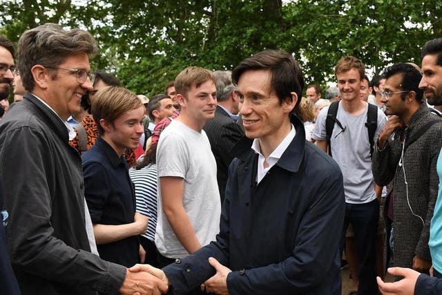 Rory Stewart meets with members of the public at Speaker's corner in Hyde Park