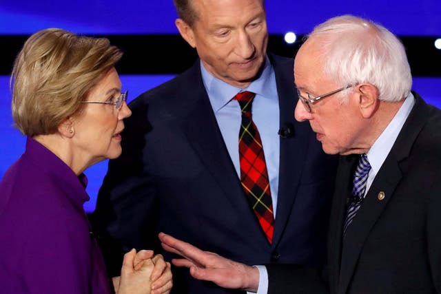 Elizabeth Warren and Bernie Sanders heard at end of TV debate accusing each other of calling them a 'liar'