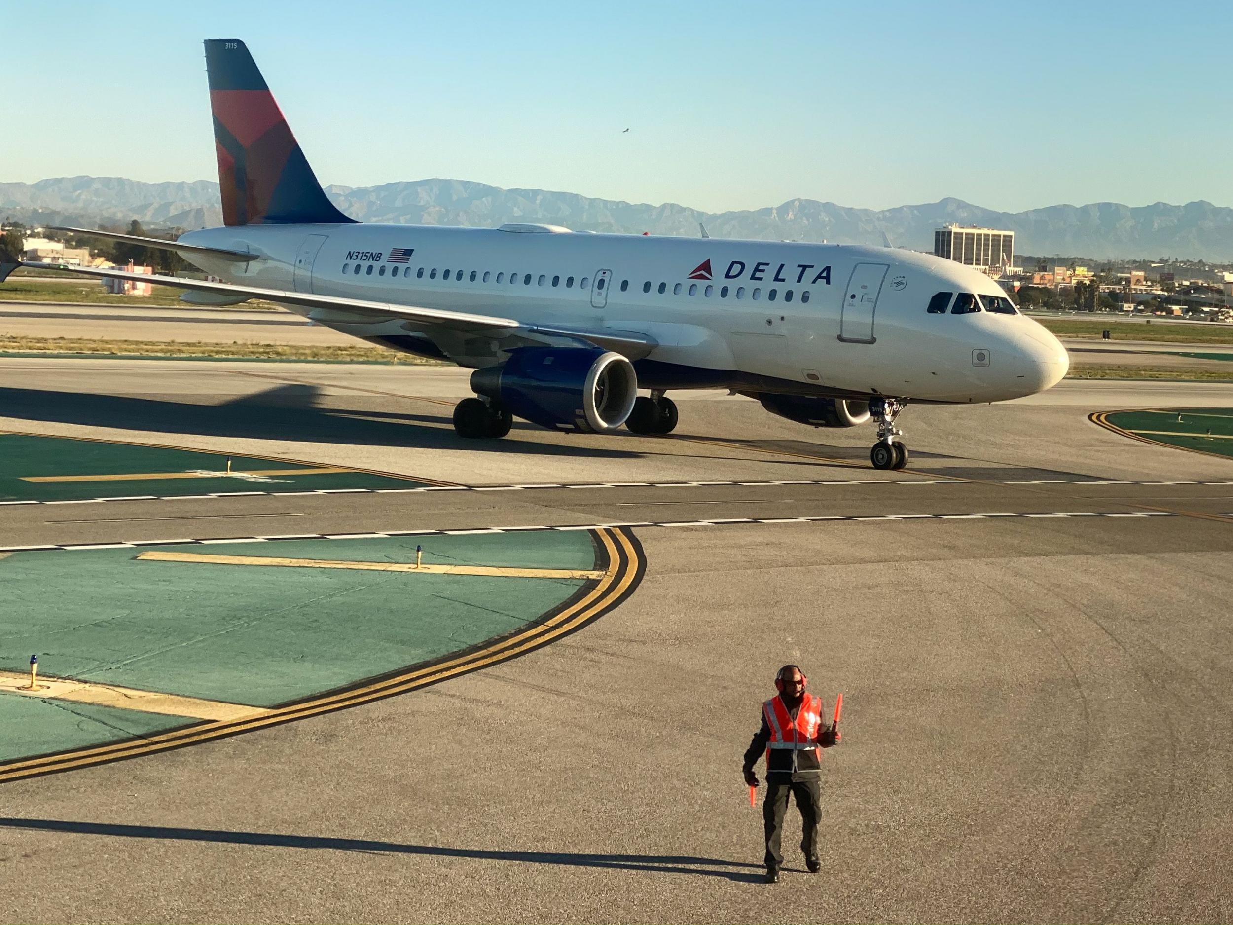 A Delta Air Lines jet at Los Angeles International Airport