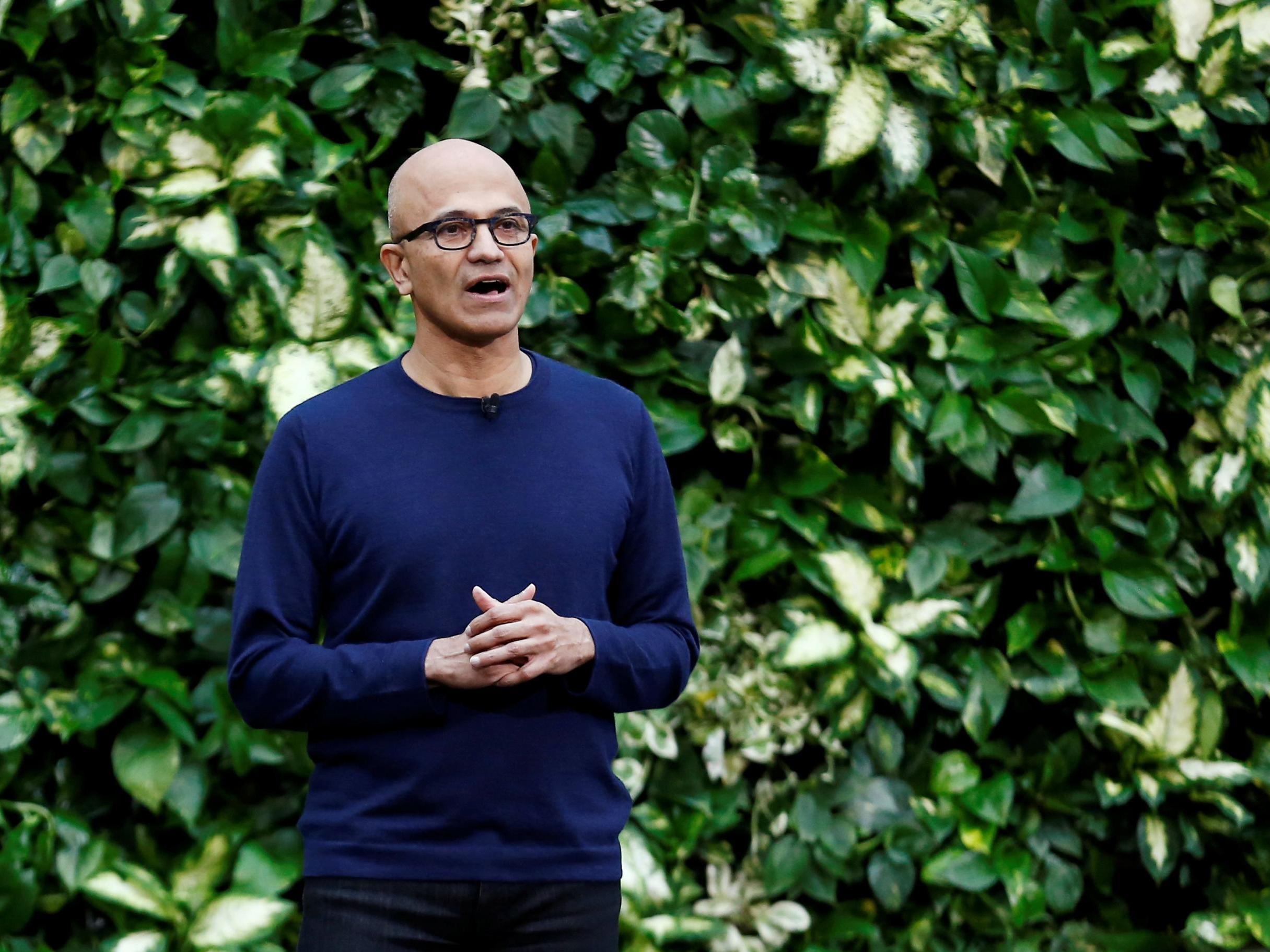 Microsoft CEO Satya Nadella speaks as Microsoft announces plans to be carbon negative by 2030 and to negate all the direct carbon emissions ever made by the company by 2050