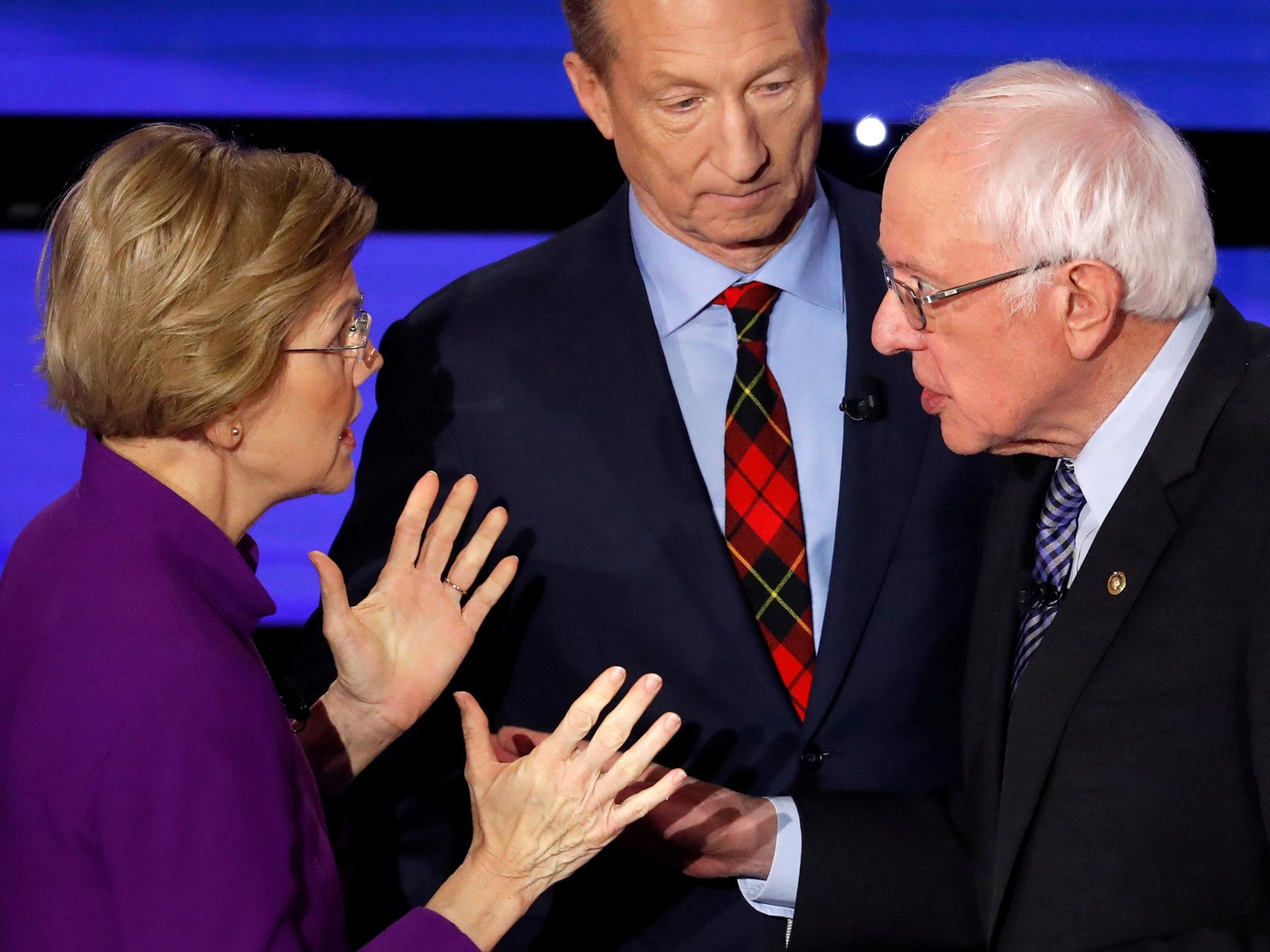 Ms Warren and Mr Sanders quarrelled after the most recent Democratic debate