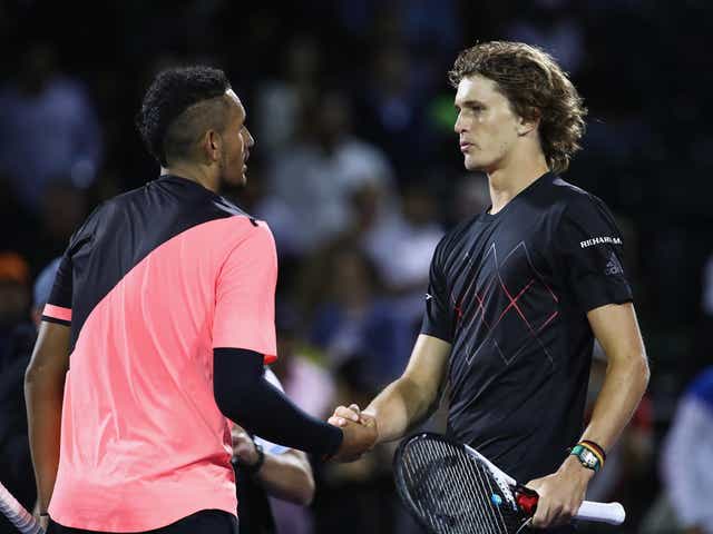 Alexander Zverev, right, has questioned the mentality of Nick Kyrgios
