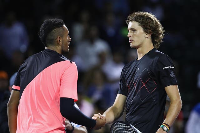 Alexander Zverev, right, has questioned the mentality of Nick Kyrgios