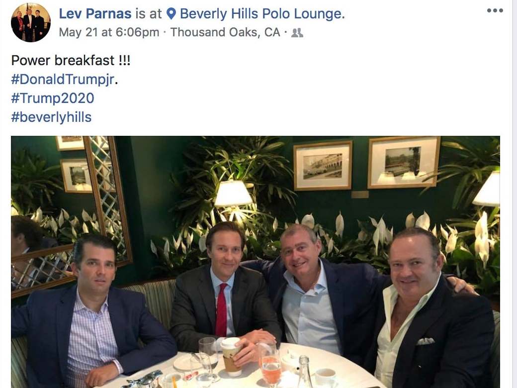 Facebook screengrab shows Mr Parnas with son of President Trump, Donald Trump Jr