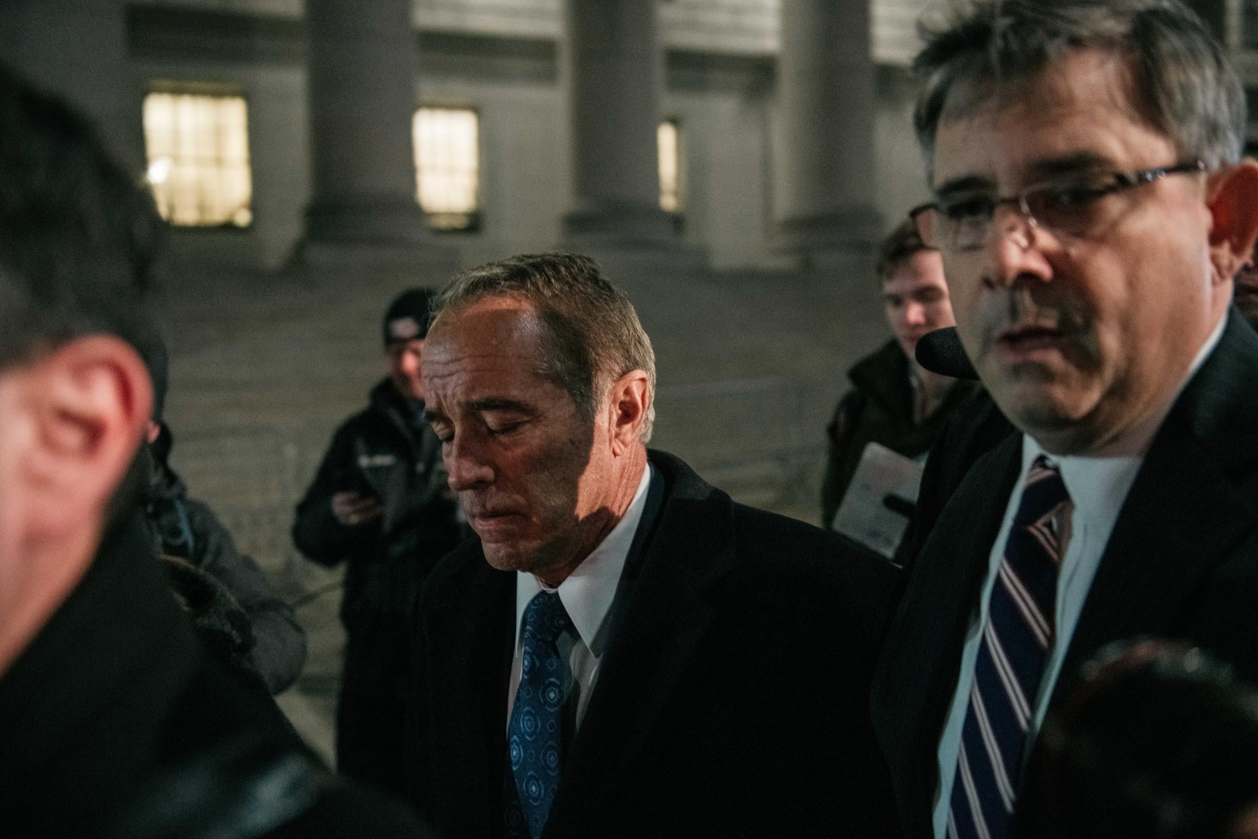 Former New York Congressman Chris Collins leaves US District Court after being sentenced to 26 months in prison