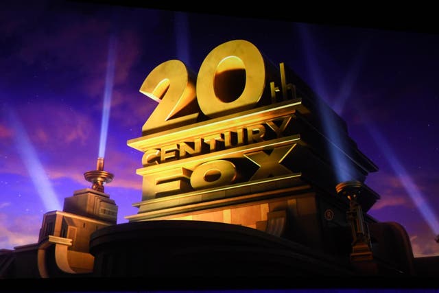 The 20th Century Fox logo on display during a presentation on 3 April 2019 in Las Vegas, Nevada.