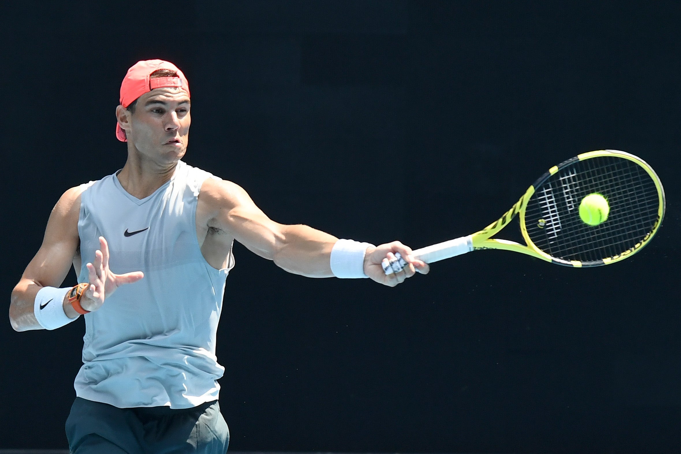 Nadal during practice ahead of the Australian Open