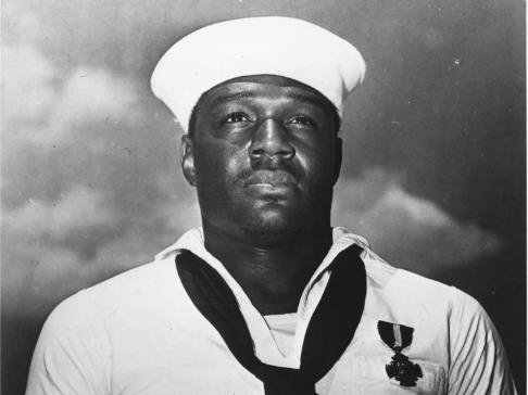 Doris Miller with navy cross medal awarded at Pearl Harbour