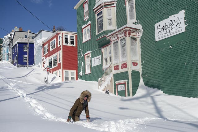 A resident makes their way through the snow in St. John's, Newfoundland
