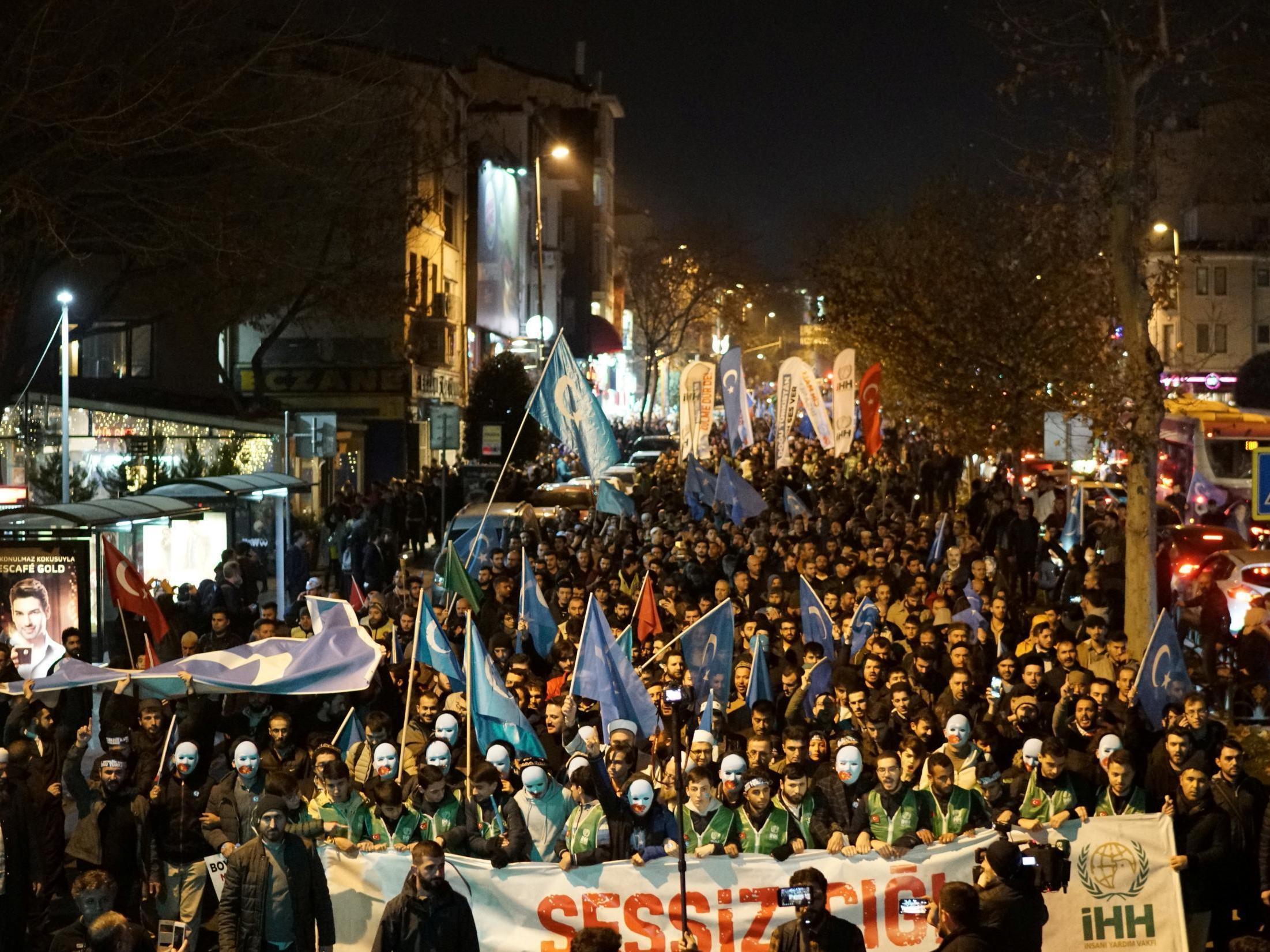 Protesters march in support of China’s Uighurs