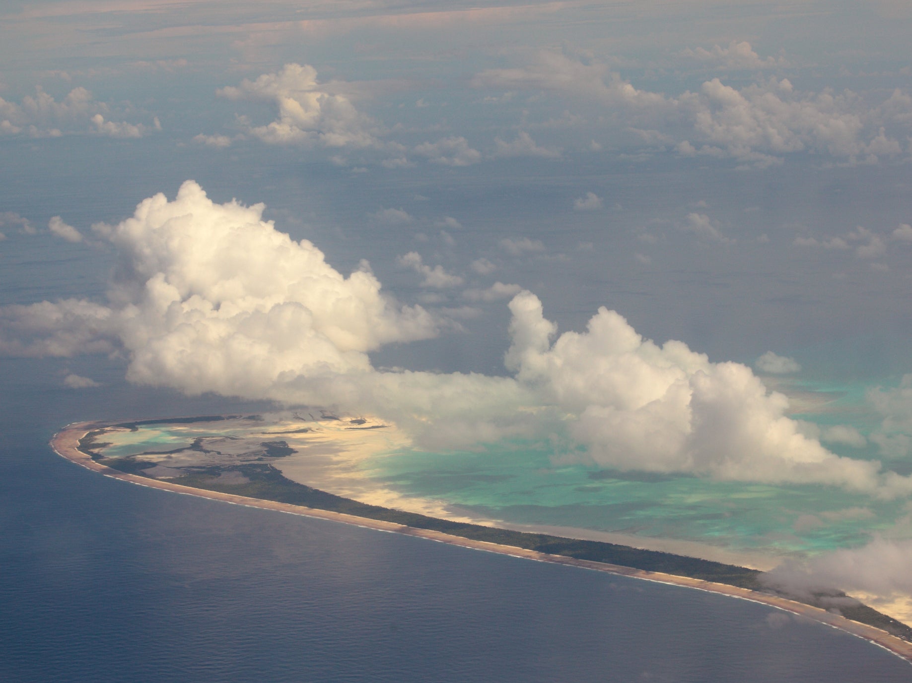 An island in the Republic of Kiribati. The country could be the first to be lost to rising sea levels