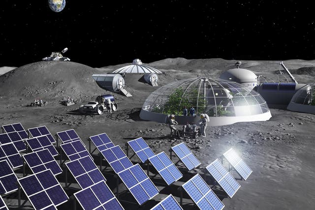 Artist impression of activities in a Moon Base