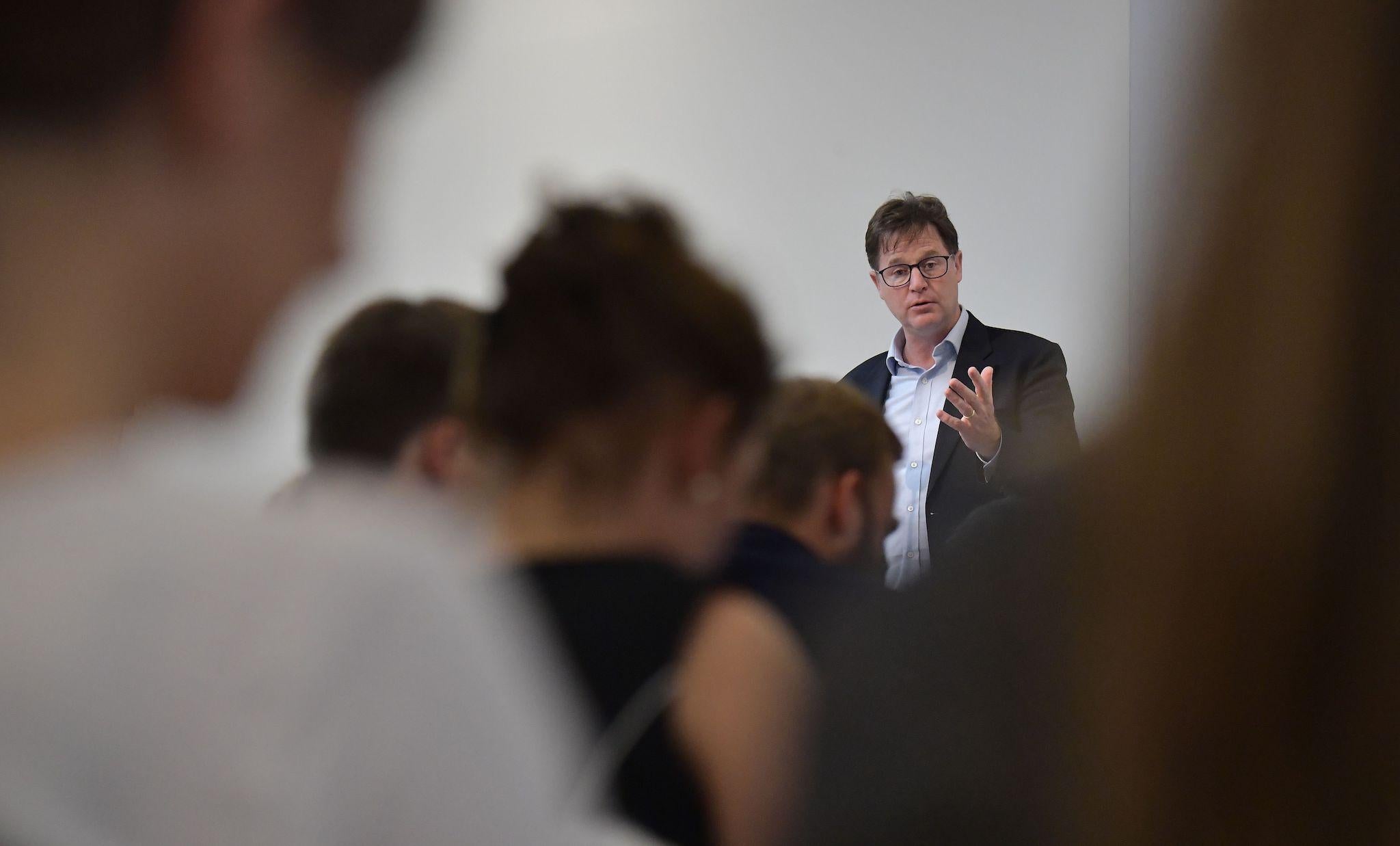 Facebook's vice president Nick Clegg holds a speech at the Hertie School of Governance in Berlin on June 24, 2019