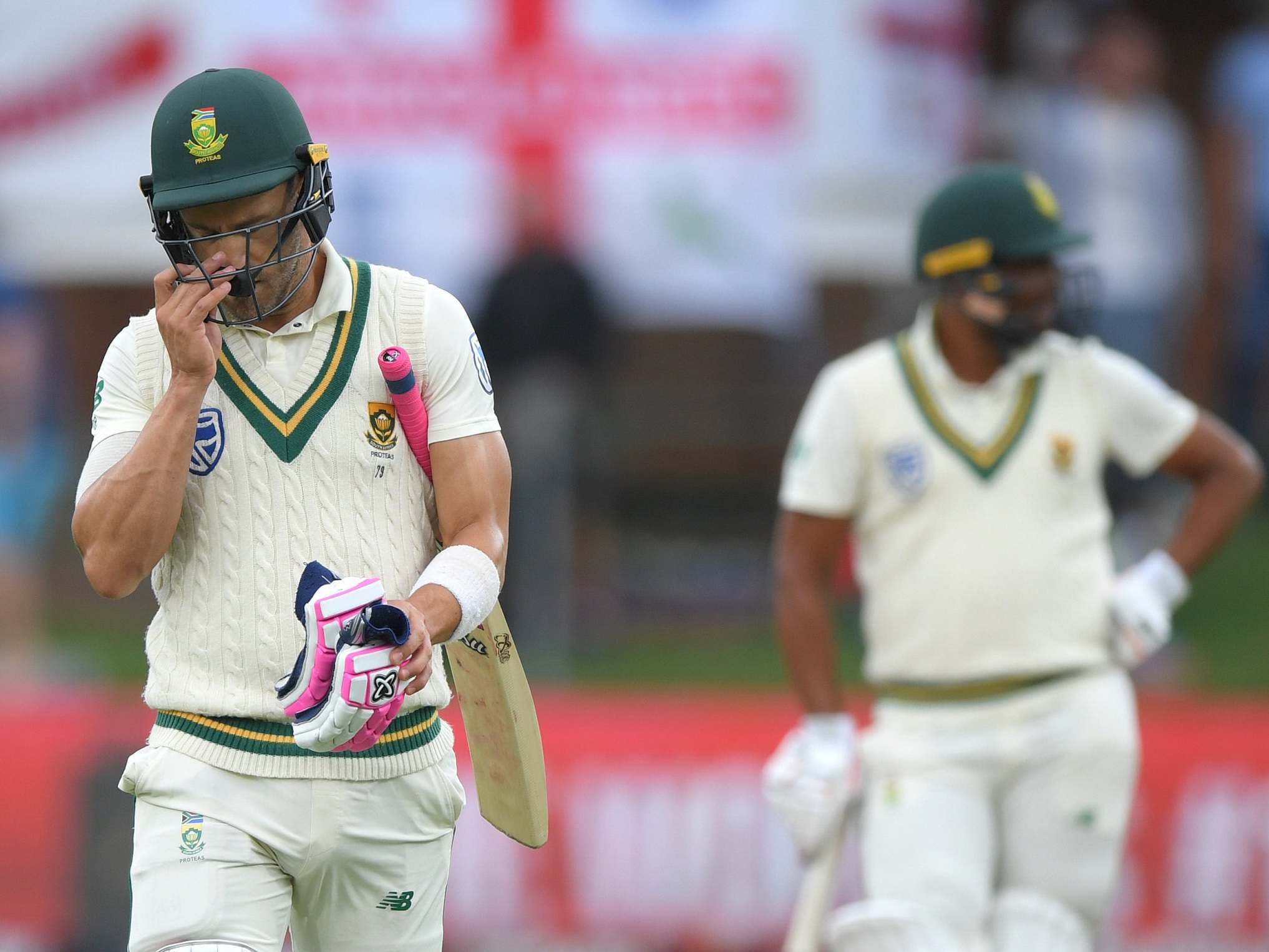 Du Plessis walks off dejected during the third Test