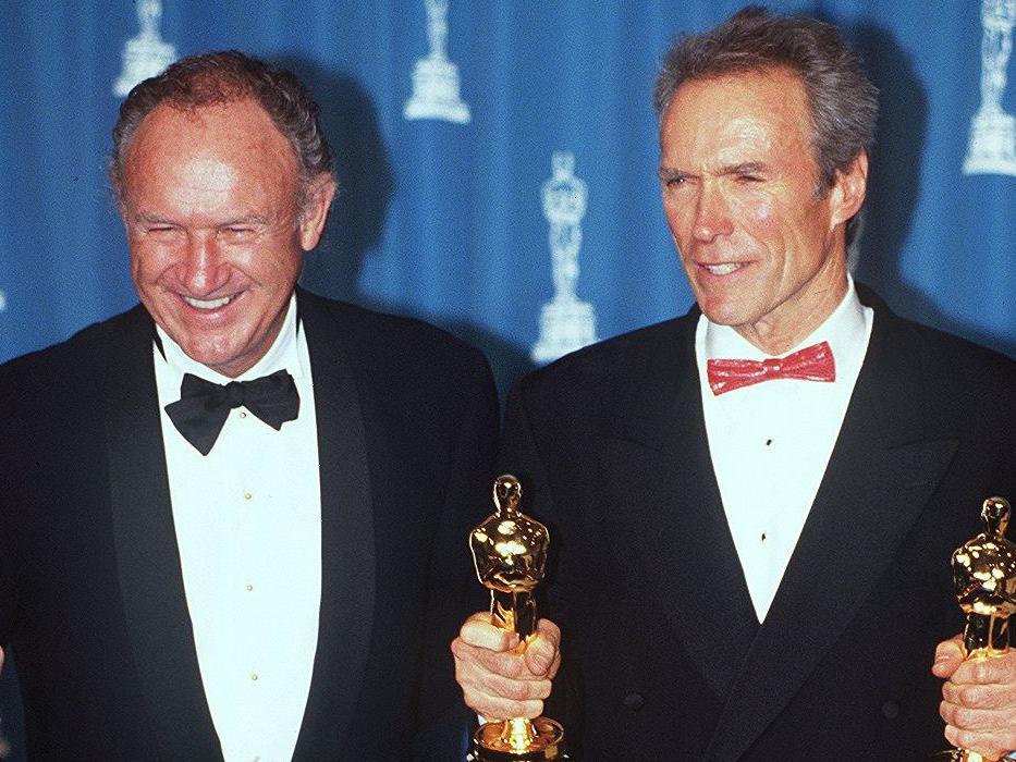 Hackman with his ‘Unforgiven’ co-star and director Clint Eastwood at the 1993 Oscars