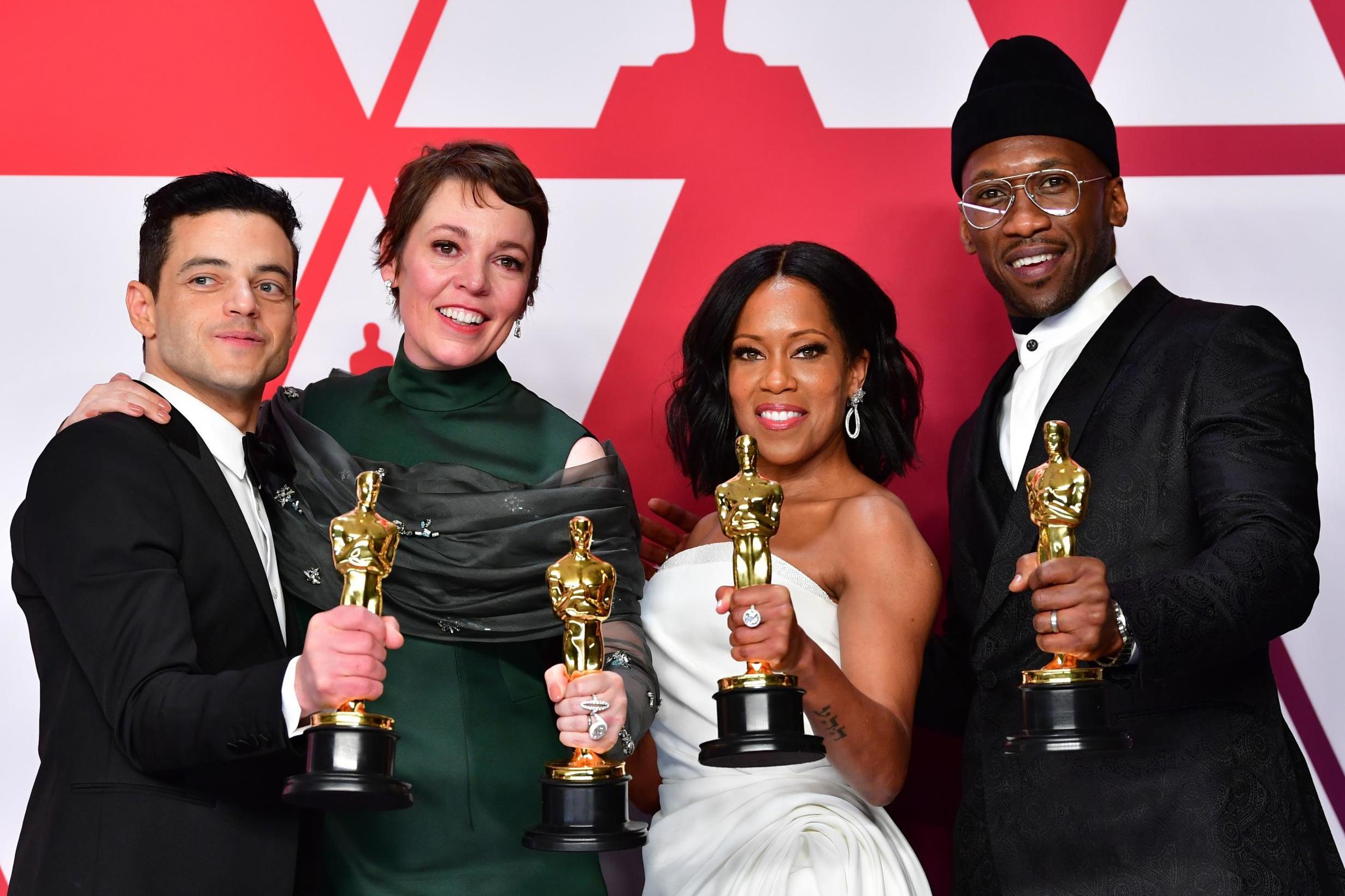 Rami Malek, Olivia Colman, Regina King and Mahershala Ali at the 2019 Oscars.