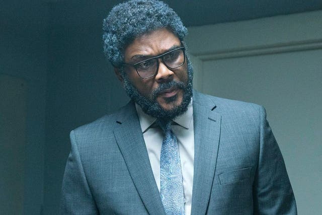 Oops: Tyler Perry in his new movie A Fall from Grace