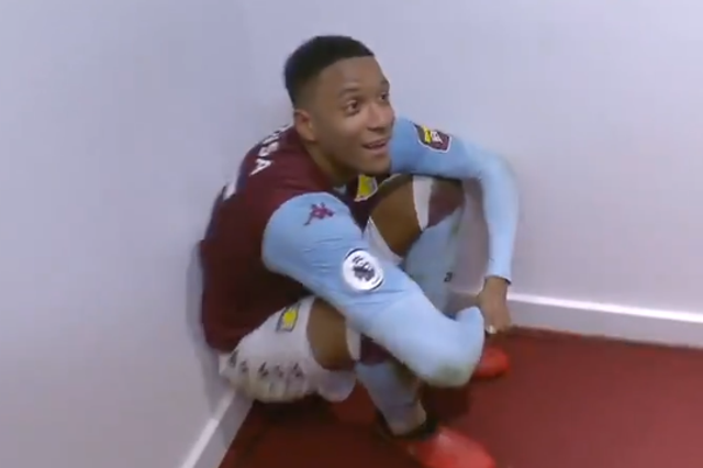 Ezri Konsa reacts to discovering he did not score his first Premier League goal for Aston Villa