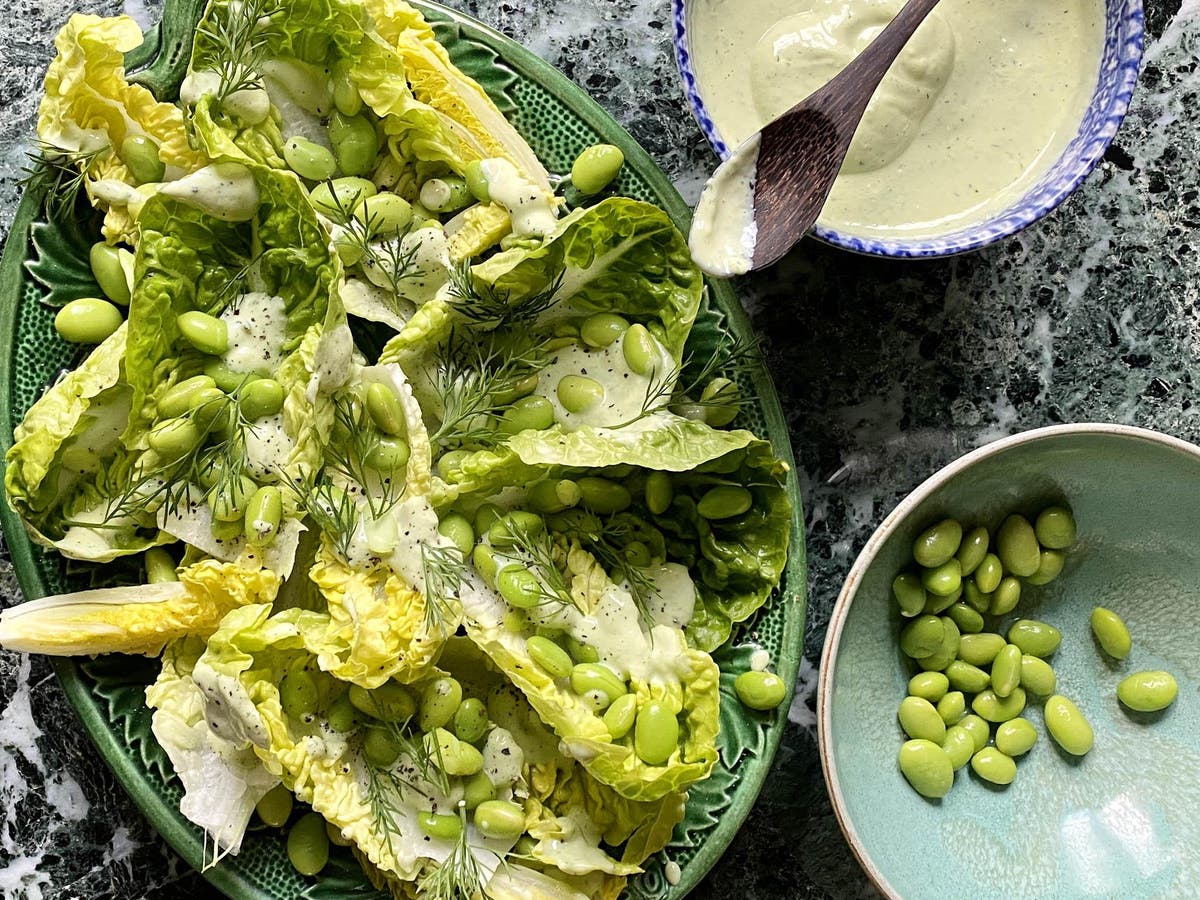 How to make little gem and edamame salad with tofu green goddess