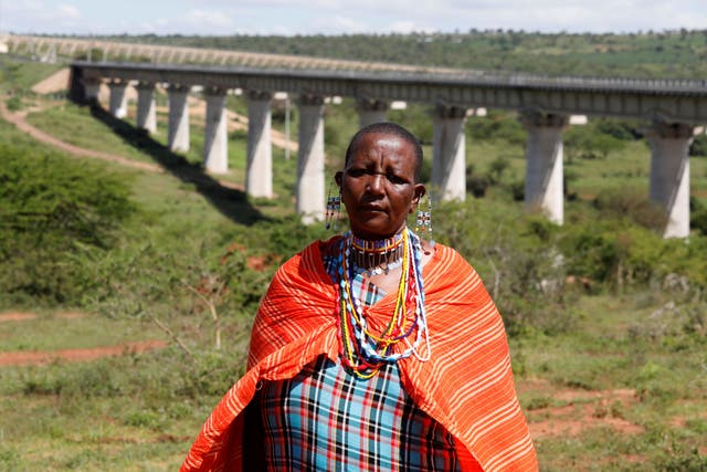 Emily Katembua's farm in Kiu, south of Nairobi, was sliced in half by the new faster railway