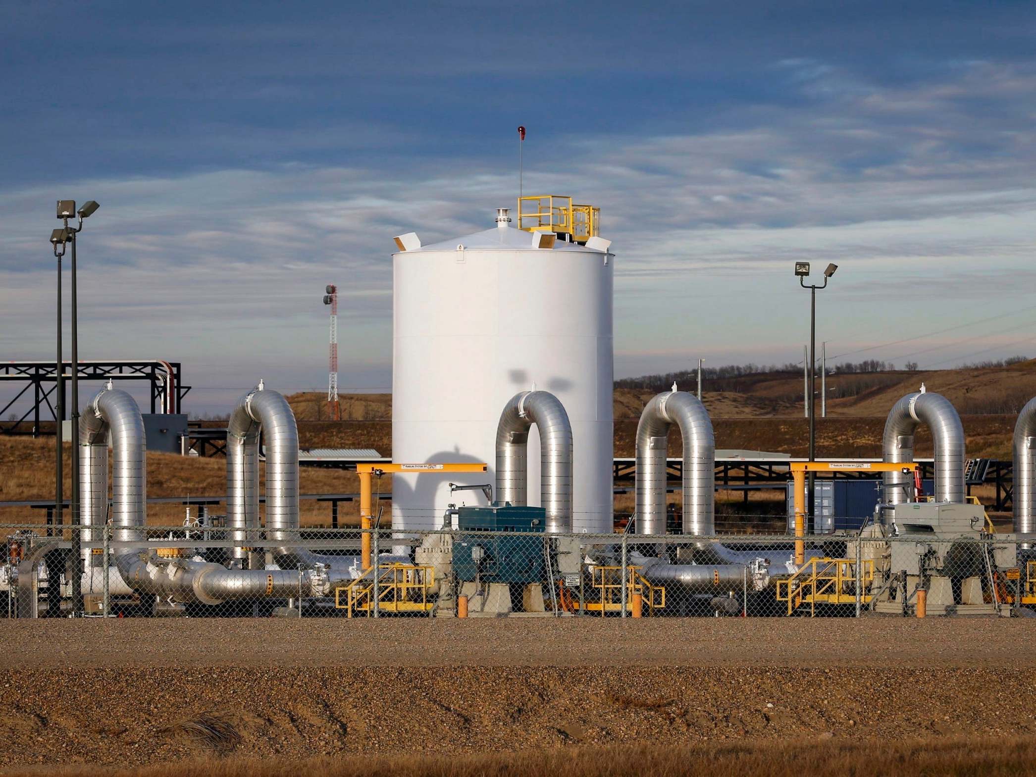 This November 2015 file photo shows the Keystone pipeline facility in Hardisty, Alberta