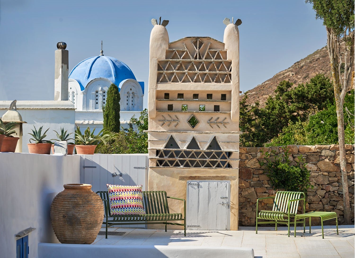 Xinara House’s terrace, complete with dovecote