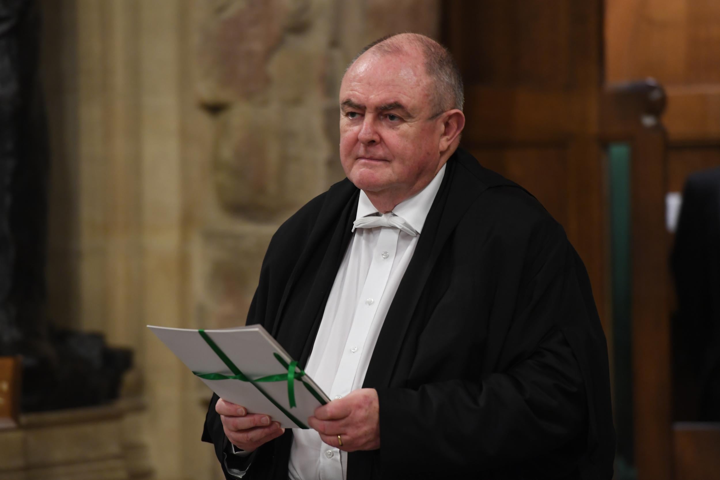 The European Union (Withdrawal Agreement) Bill being carried between the two Houses of Parliament by the Clerk of Legislation Liam Lawrence Smyth