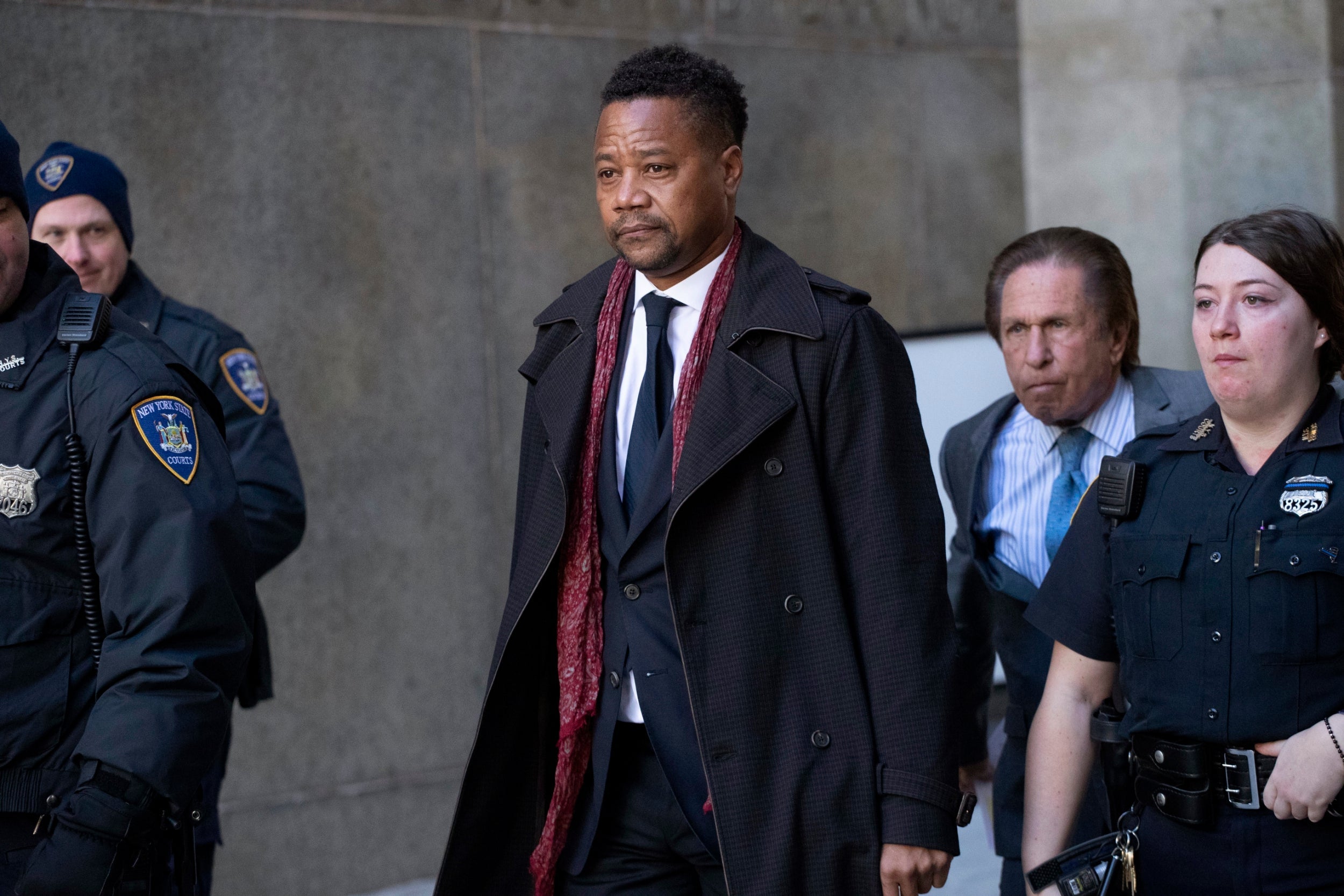 Cuba Gooding Jr leaves a court in New York City after a hearing into charges of sexual misconduct against him