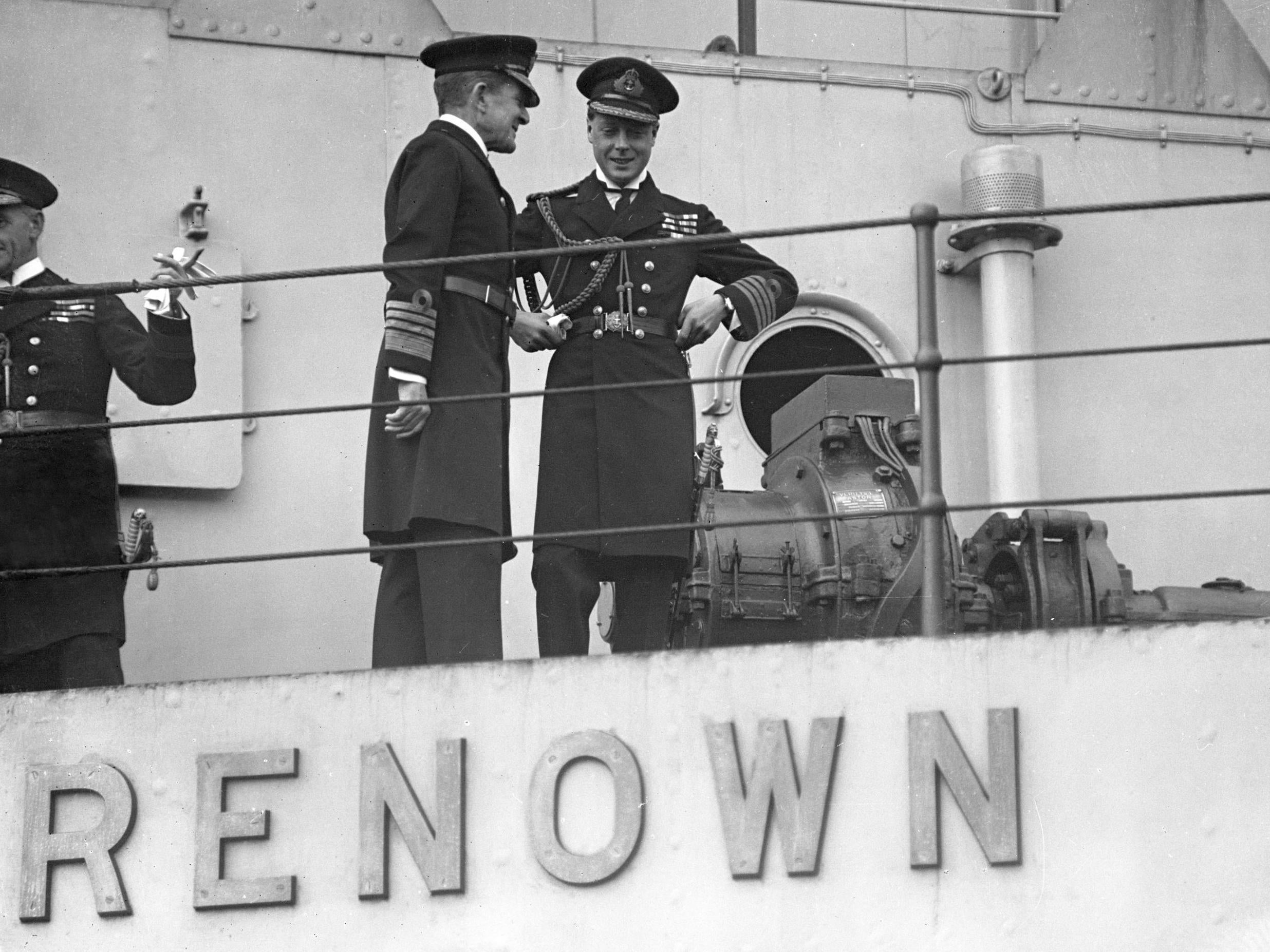 The Prince of Wales aboard HMS Renown on his return to Portsmouth (PA)