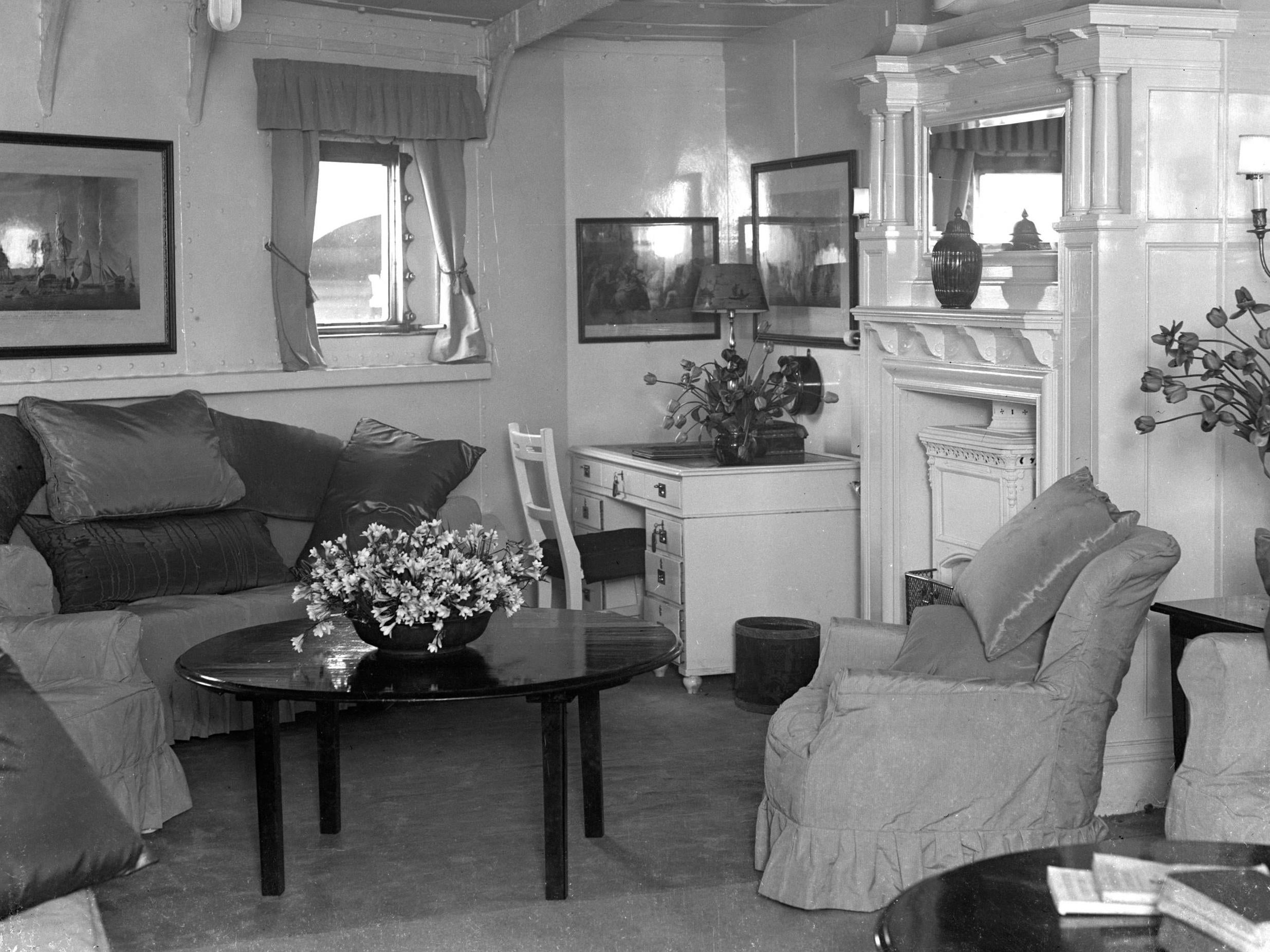 The sitting room of the Prince of Wales’s apartment on HMS Renown (PA)