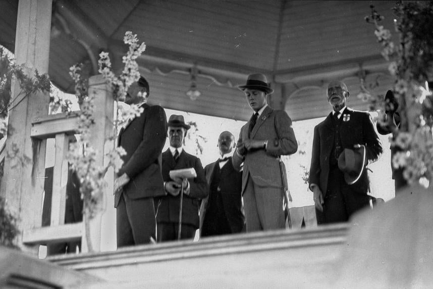 Edward, Prince of Wales, pictured in the rotunda in Warwick, Queensland (King Arnold/Brisbane Courier)