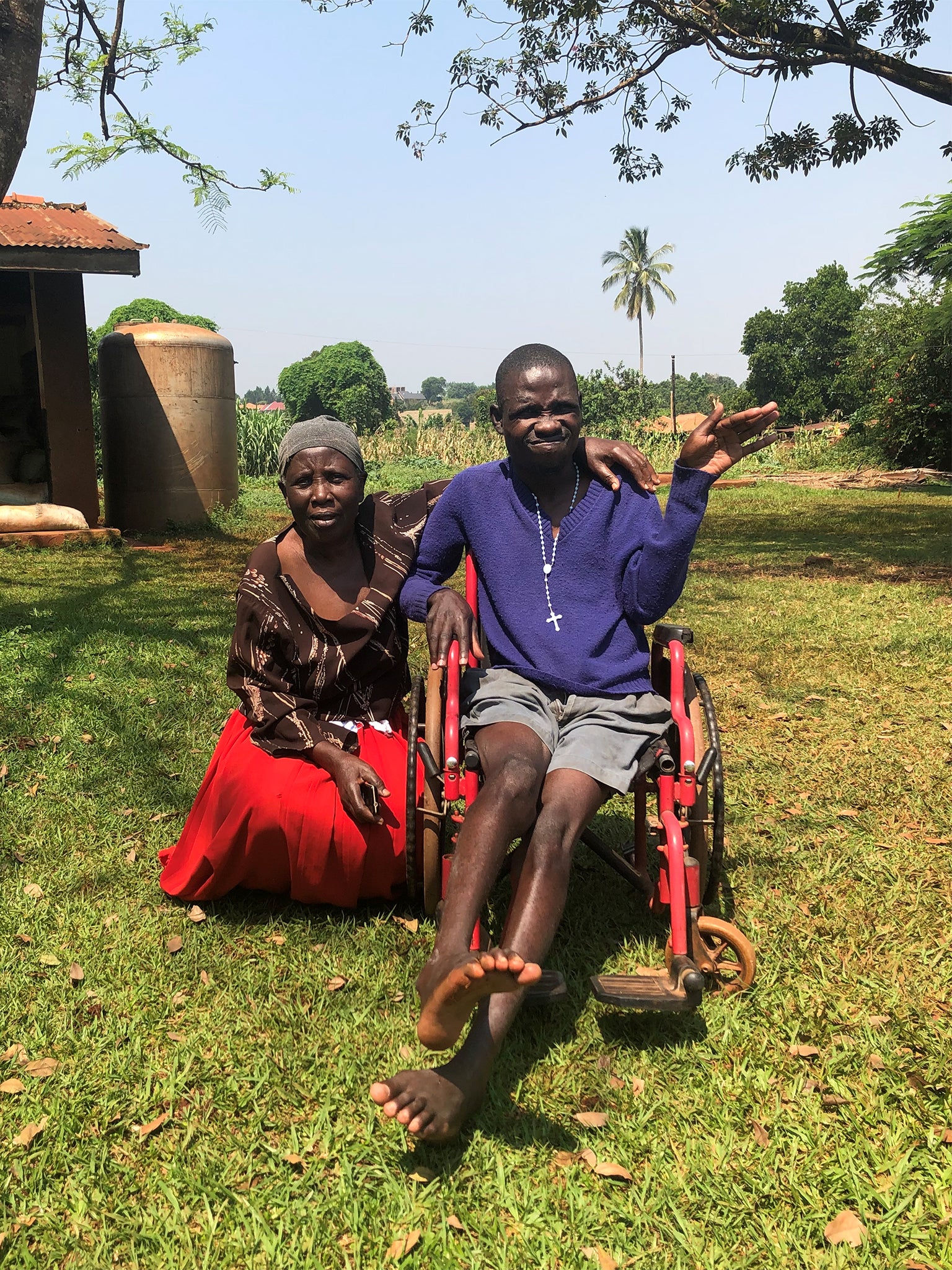 Nalongo Nabumadi, 68, with her son Mbale at the Street Resource centre one Jinja