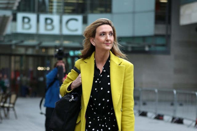 Victoria Derbyshire leaves BBC Broadcasting House in London on Thursday after it was announced that her TV programme is being taken off air
