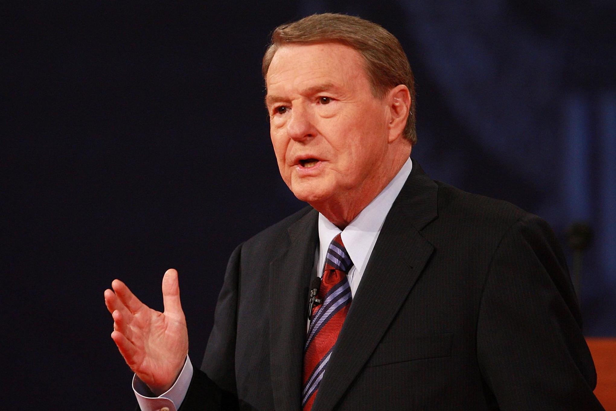 Jim Lehrer during a presidential debate on 26 September 2008 in Oxford, Mississippi.