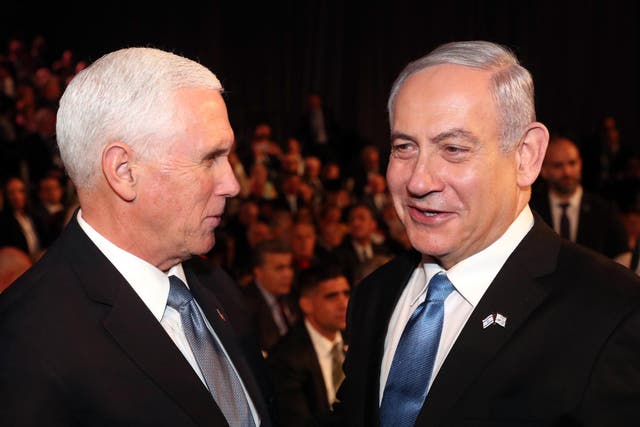 Mike Pence was captured on a video calling Donald Trump 'unstoppable' to Israeli prime minister Benjamin Netanyahu.