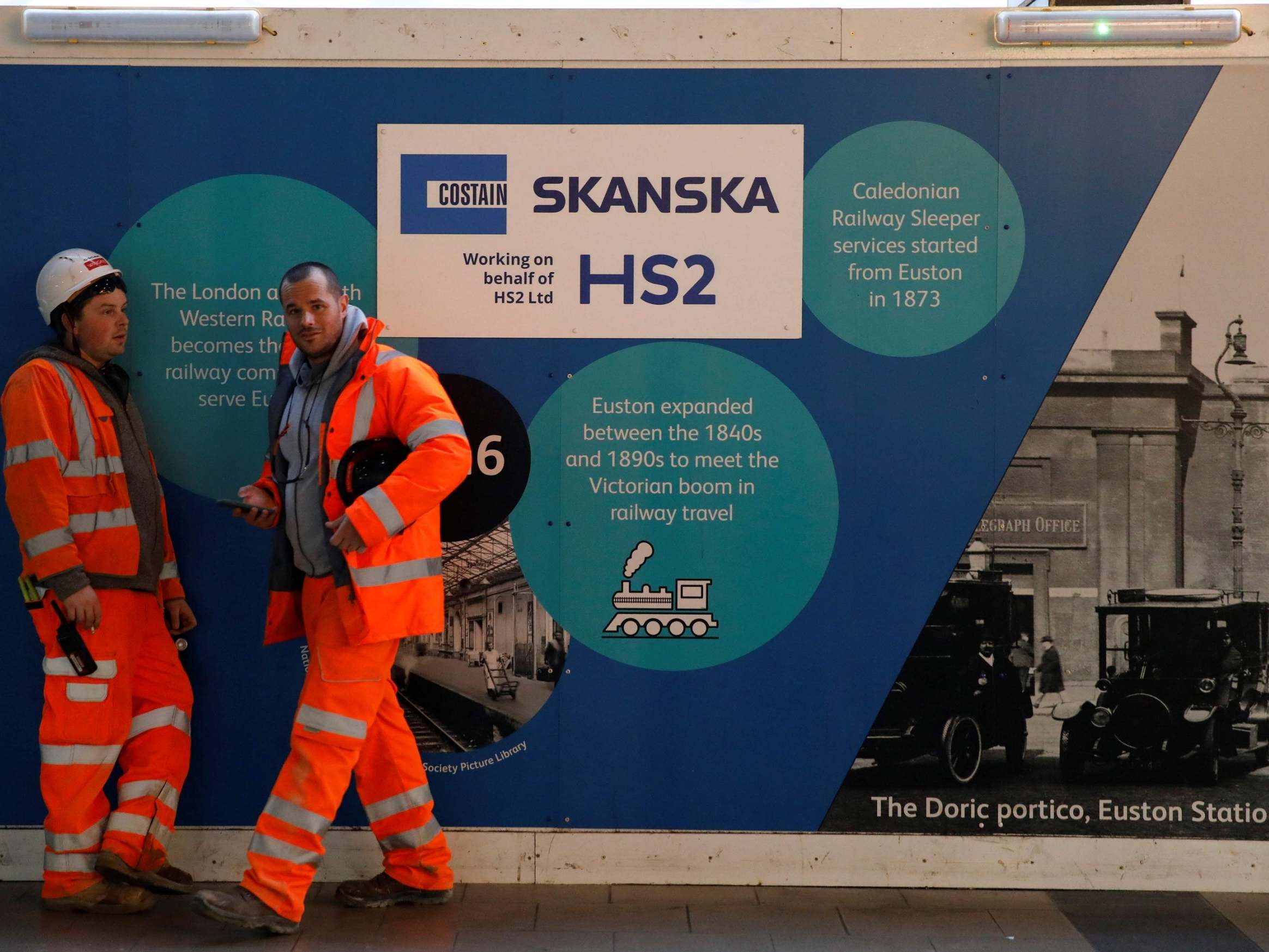 HS2 construction site workers at Euston in London