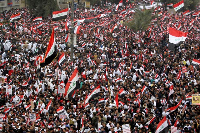 Followers of Shia cleric Muqtada al-Sadr gather in Baghdad