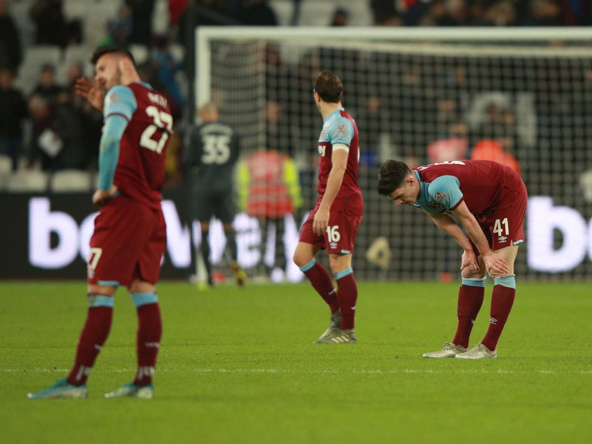 West Ham appear dejected after defeat to West Brom
